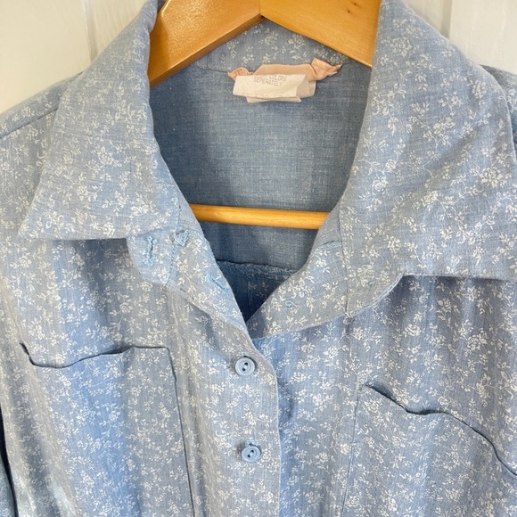 Vintage Cotton House Dress Made In USA Size 9/10  70s 80’s  Blue Floral - Picture 2 of 10
